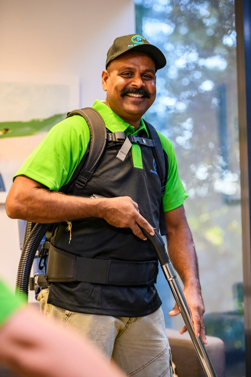 Professional office cleaning team at work